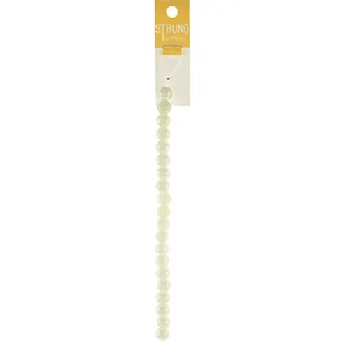 Cloudy White AB Colour Round Glass Strung Beads